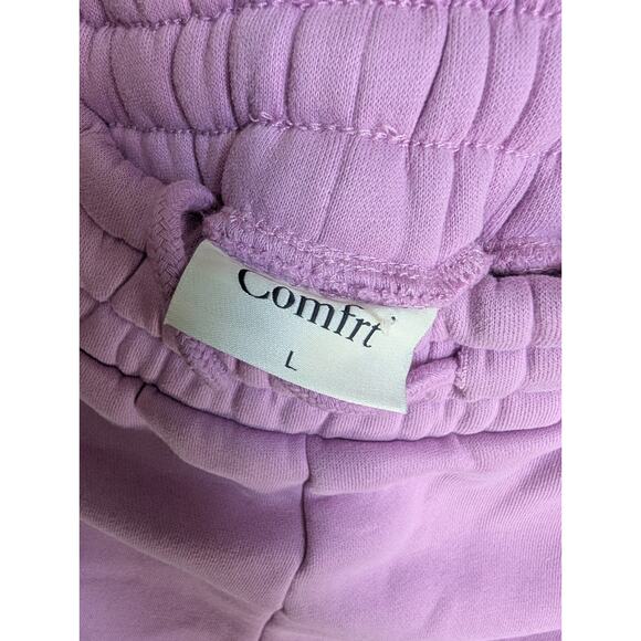 Comfrt Sweat Shorts Womens Large Purple Elastic Waist Drawstring Athletic Fit - Picture 3 of 3